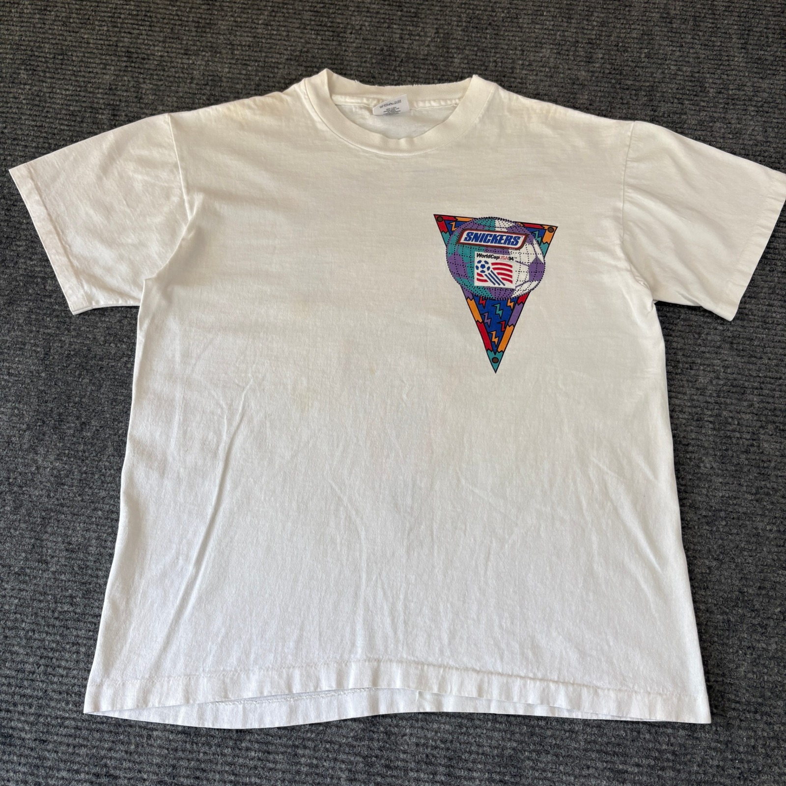 Vintage 1993 Snickers World Cup Usa 94 T Shirt Mens Large White Single Stitch